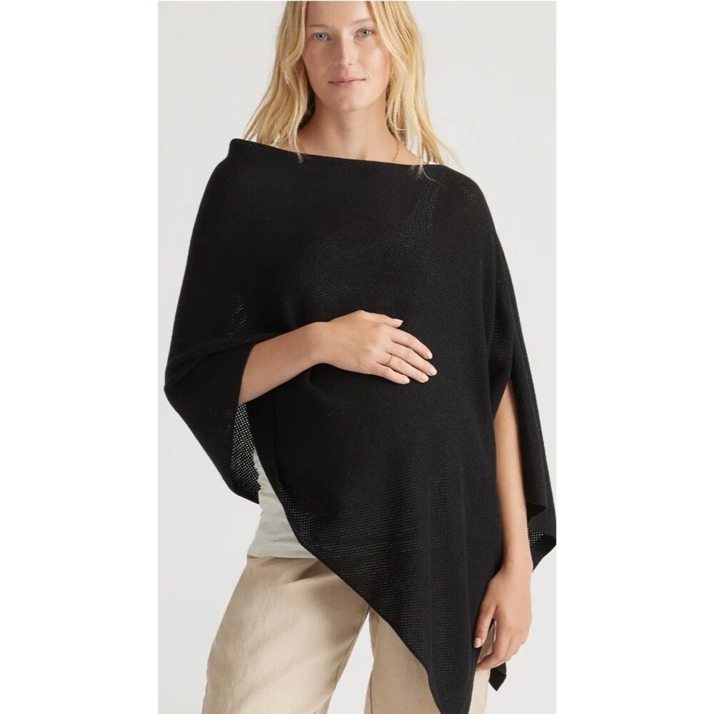 Quince Lightweight Cotton Cashmere Nursing Shawl One Size Black